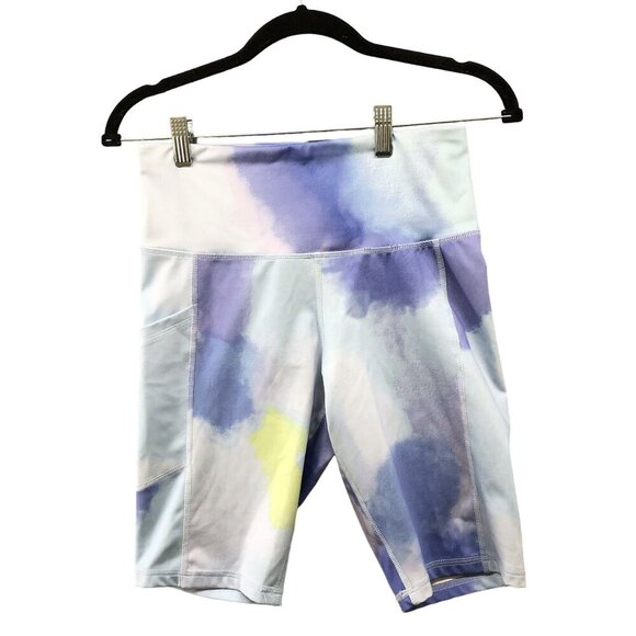 Champion Bike Shorts Womens M Blue Tie Dye Long Activewear Compression - Picture 1 of 7